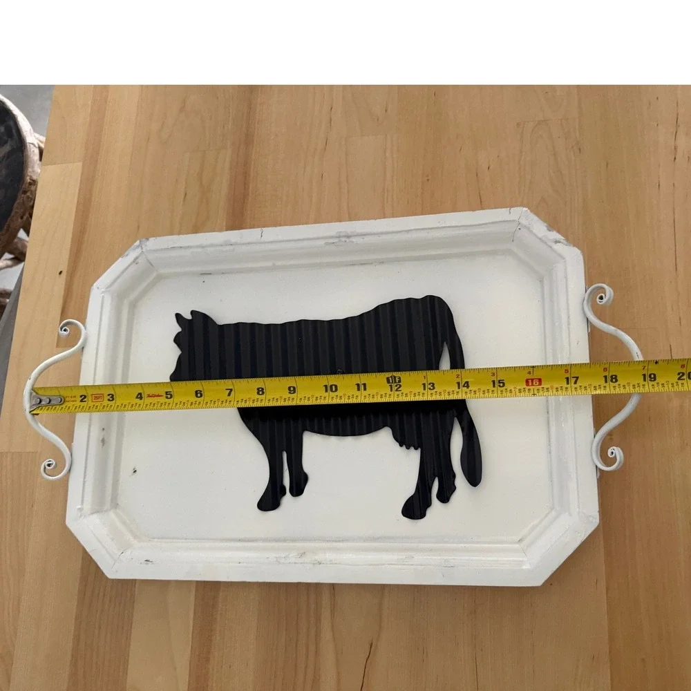 Vintage Cow Wall Decor Tray Metal‎ Western Farmhouse Rustic
